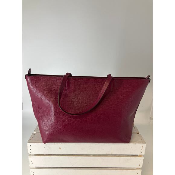 SALVATORE FERRAGAMO LARGE WINE PEBBLED LEATHER HANDBAG ASIS - Picture 6 of 16